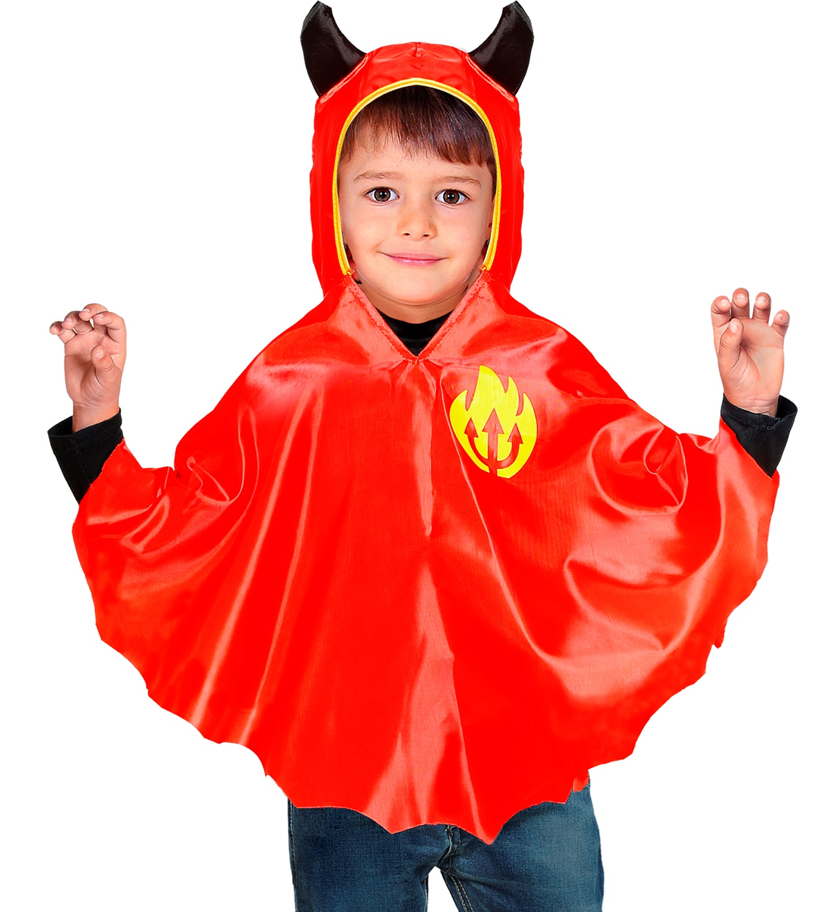 Travestimento Diavolo Poncho Taglia Unica Vestito Costume Carnevale Halloween - 96898