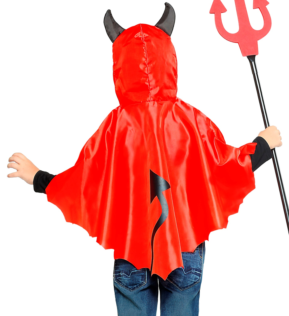Travestimento Diavolo Poncho Taglia Unica Vestito Costume Carnevale Halloween - 96898
