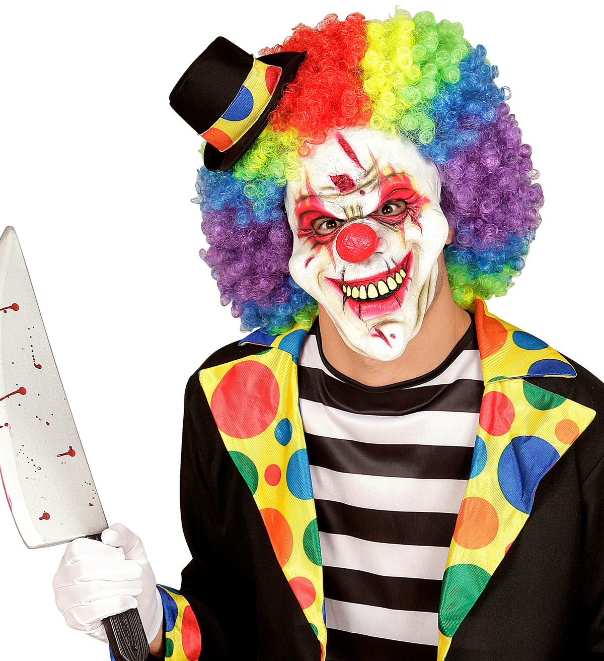 Maschera Mezzo Viso Killer Clown Accessori Travestimento Halloween - 00833