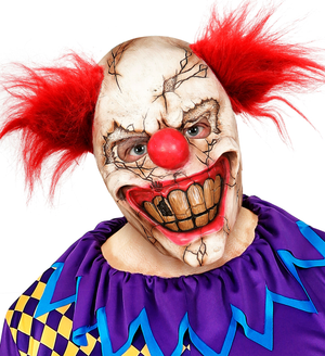 Maschera Mezzo Viso Killer Clown con Capelli Accessori Travestimento Halloween - 00840