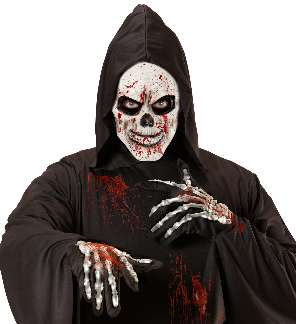 Maschera Teschio Insanguinato Mezzo Viso Accessori Travestimento Halloween - 05394
