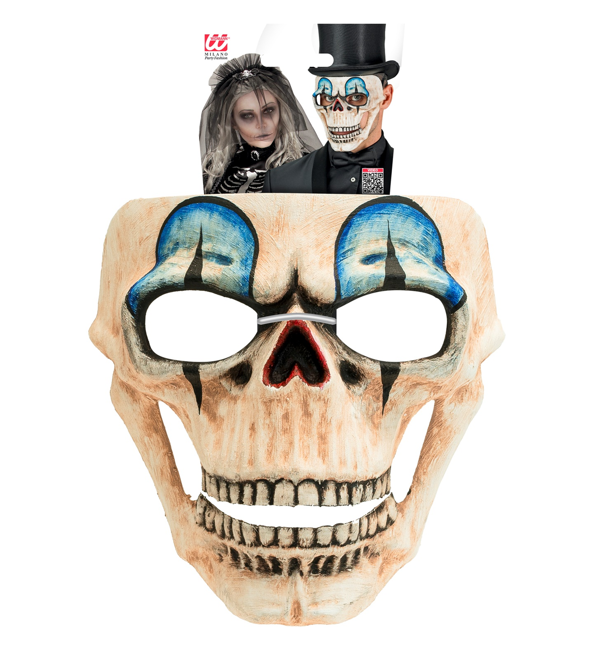 Maschera Commedia Dell'arte Teschio Clown Accessori Travestimento Halloween - 08475