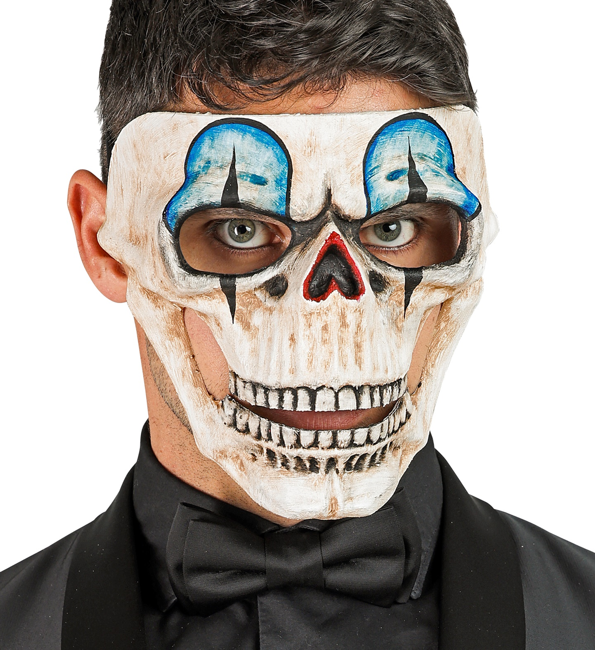 Maschera Commedia Dell'arte Teschio Clown Accessori Travestimento Halloween - 08475