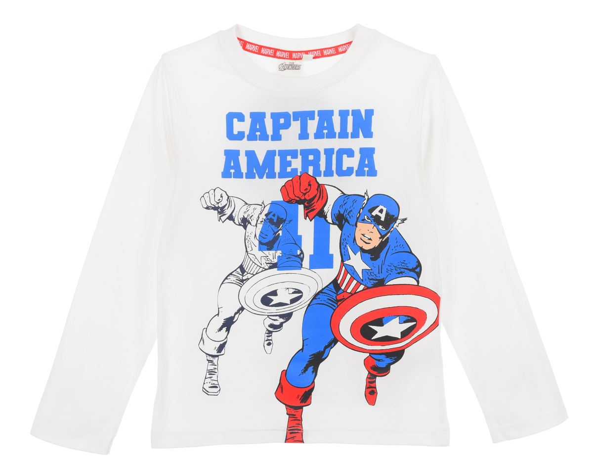 T-Shirt M.l. Capitan America MARVEL Bambino Ragazzo Sun City 4/10 Anni - Xh1177bianco