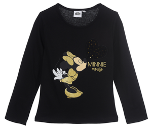 T-Shirt M.l. Minnie Mouse DISNEY Maglietta Bambina Sun City 3/8 Anni - Xh1357nero