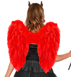 Ali Piumate Rosse 50 X 50 CM Accessori Travestimento Costume Carnevale Halloween - 12192