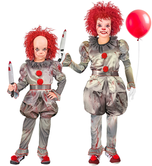 Vestito Carnevale Killer Clown Travestimento Costume per Halloween da Bambino - 1645