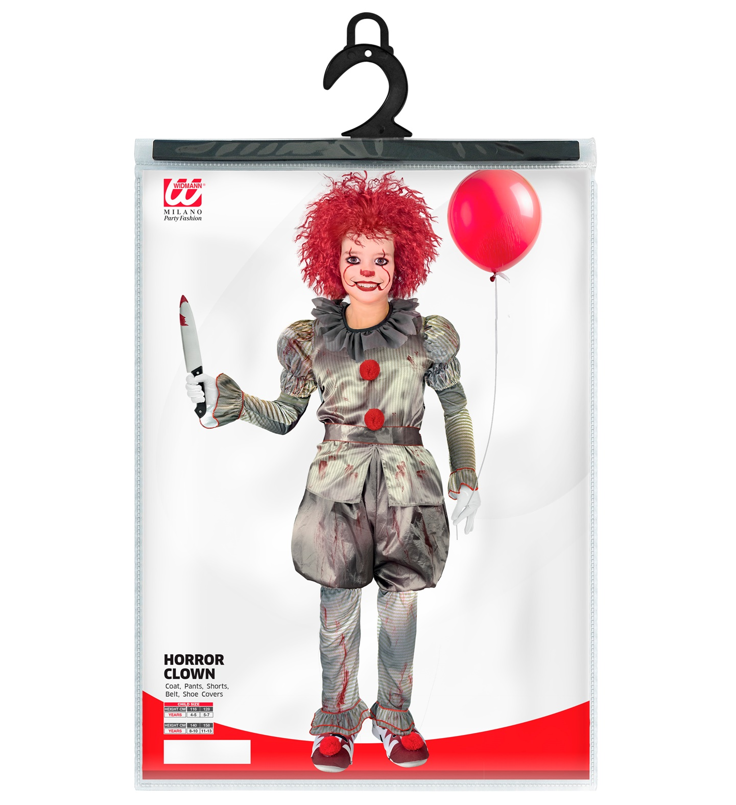 Vestito Carnevale Killer Clown Travestimento Costume per Halloween da Bambino - 1645