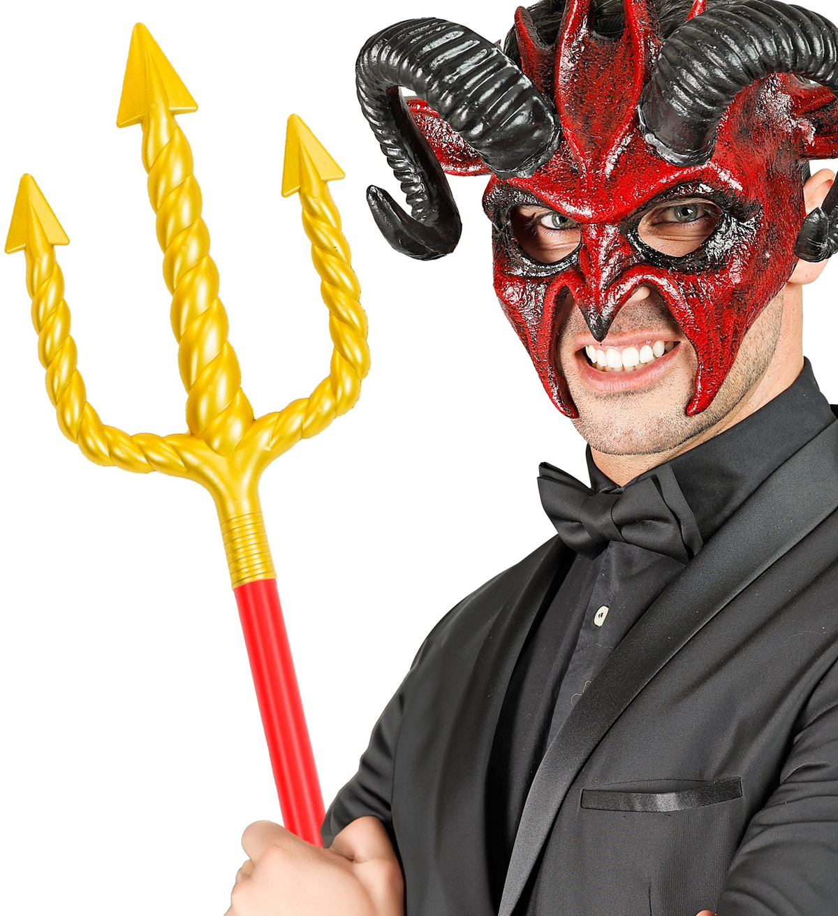 Tridente Forcone Spirale Oro Abbattibile 137 CM Accessori Diavolo per Abito Vestito Travestimento Carnevale Halloween
