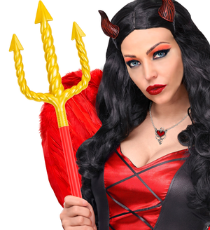 Tridente Forcone Spirale Oro Abbattibile 137 CM Accessori Diavolo per Abito Vestito Travestimento Carnevale Halloween