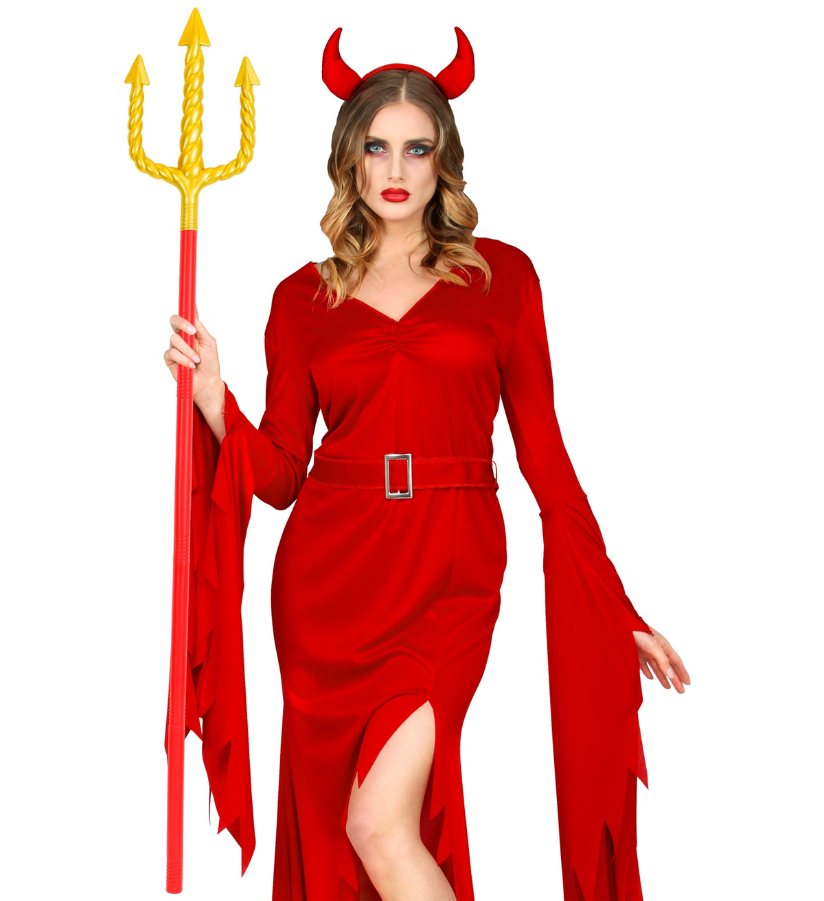 Tridente Forcone Spirale Oro Abbattibile 137 CM Accessori Diavolo per Abito Vestito Travestimento Carnevale Halloween