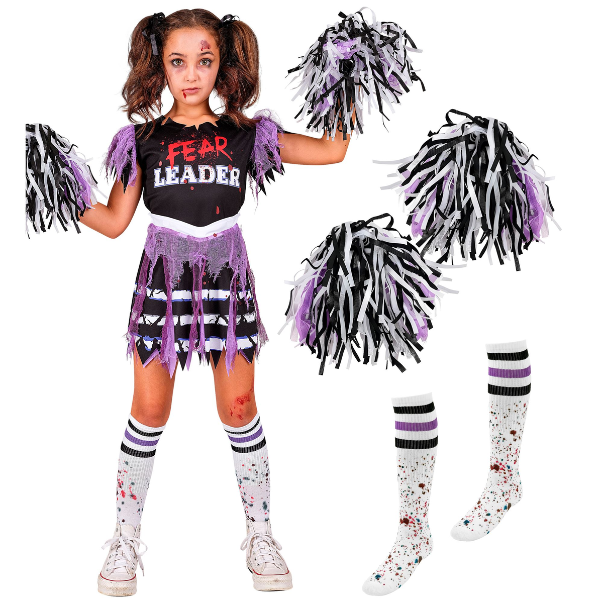 Vestito Carnevale Cheerleader Zombie Travestimento Costume per Halloween da Bambino - 3035