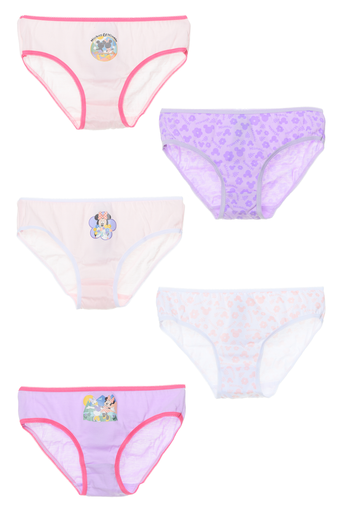 Mutandine Set 5 Pezzi Minnie  DISNEY Slip in Cotone in Scatola 3/8 Anni - Xh30017