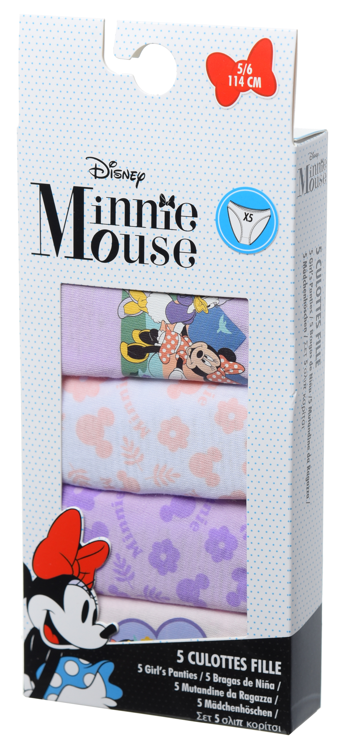 Mutandine Set 5 Pezzi Minnie  DISNEY Slip in Cotone in Scatola 3/8 Anni - Xh30017