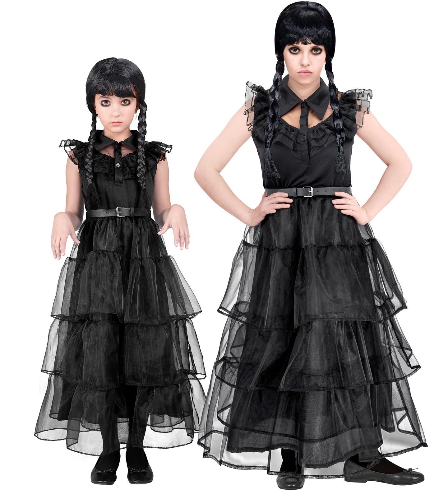 Vestito Carnevale Dark Girl Mercoledì Al Ballo Travestimento Costume per Halloween da Bambino - 4266
