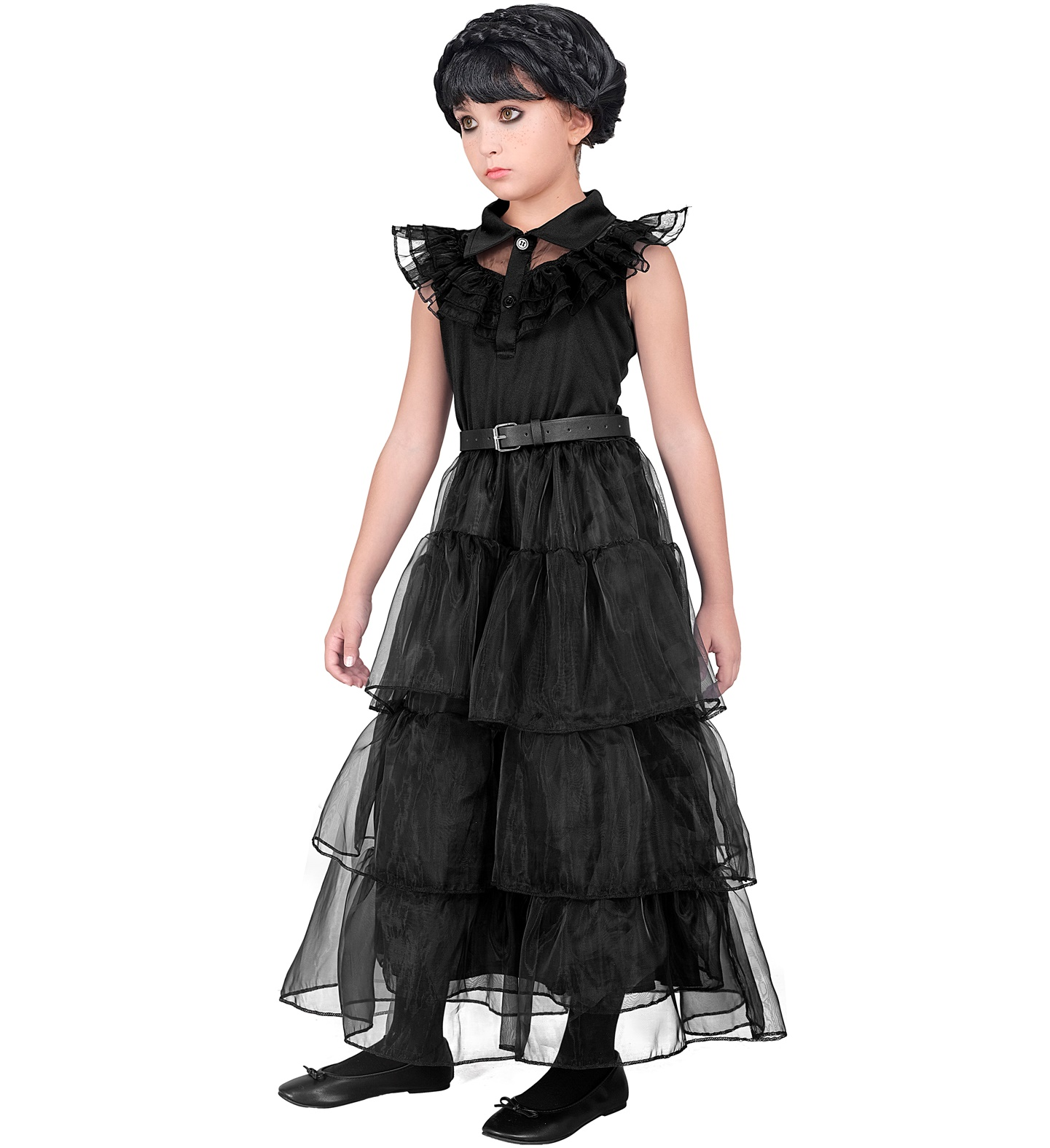 Vestito Carnevale Dark Girl Mercoledì Al Ballo Travestimento Costume per Halloween da Bambino - 4266