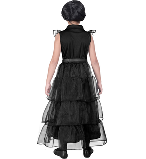 Vestito Carnevale Dark Girl Mercoledì Al Ballo Travestimento Costume per Halloween da Bambino - 4266