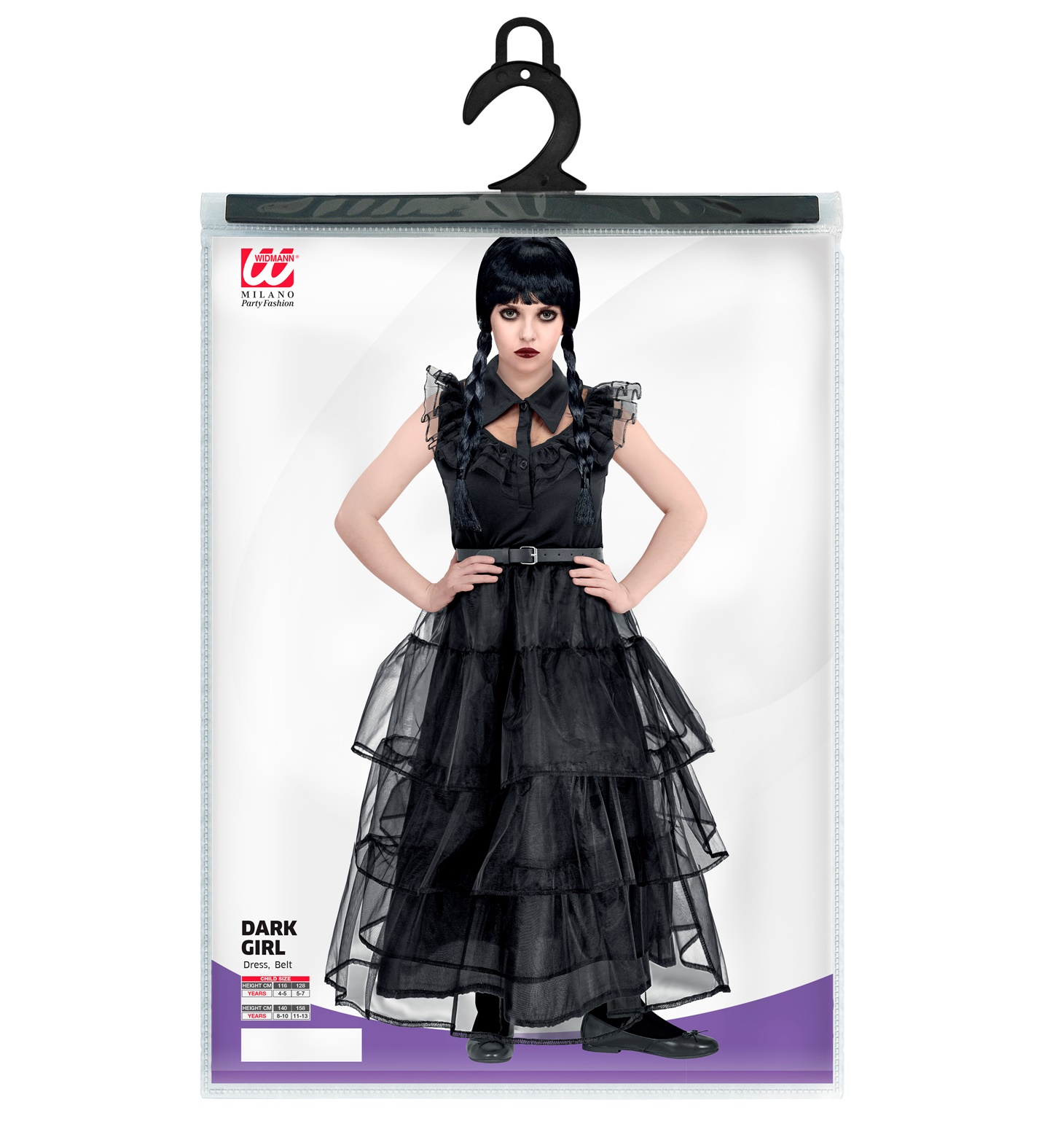 Vestito Carnevale Dark Girl Mercoledì Al Ballo Travestimento Costume per Halloween da Bambino - 4266