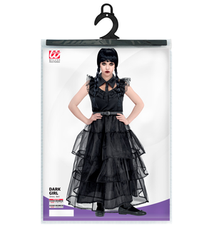 Vestito Carnevale Dark Girl Mercoledì Al Ballo Travestimento Costume per Halloween da Bambino - 4266