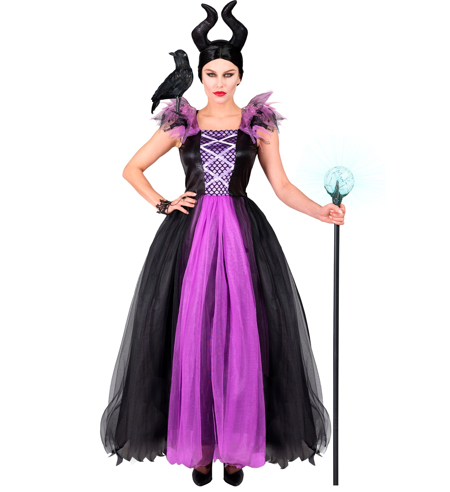 Vestito Carnevale Malefica Travestimento Costume Halloween Adulto - 7024