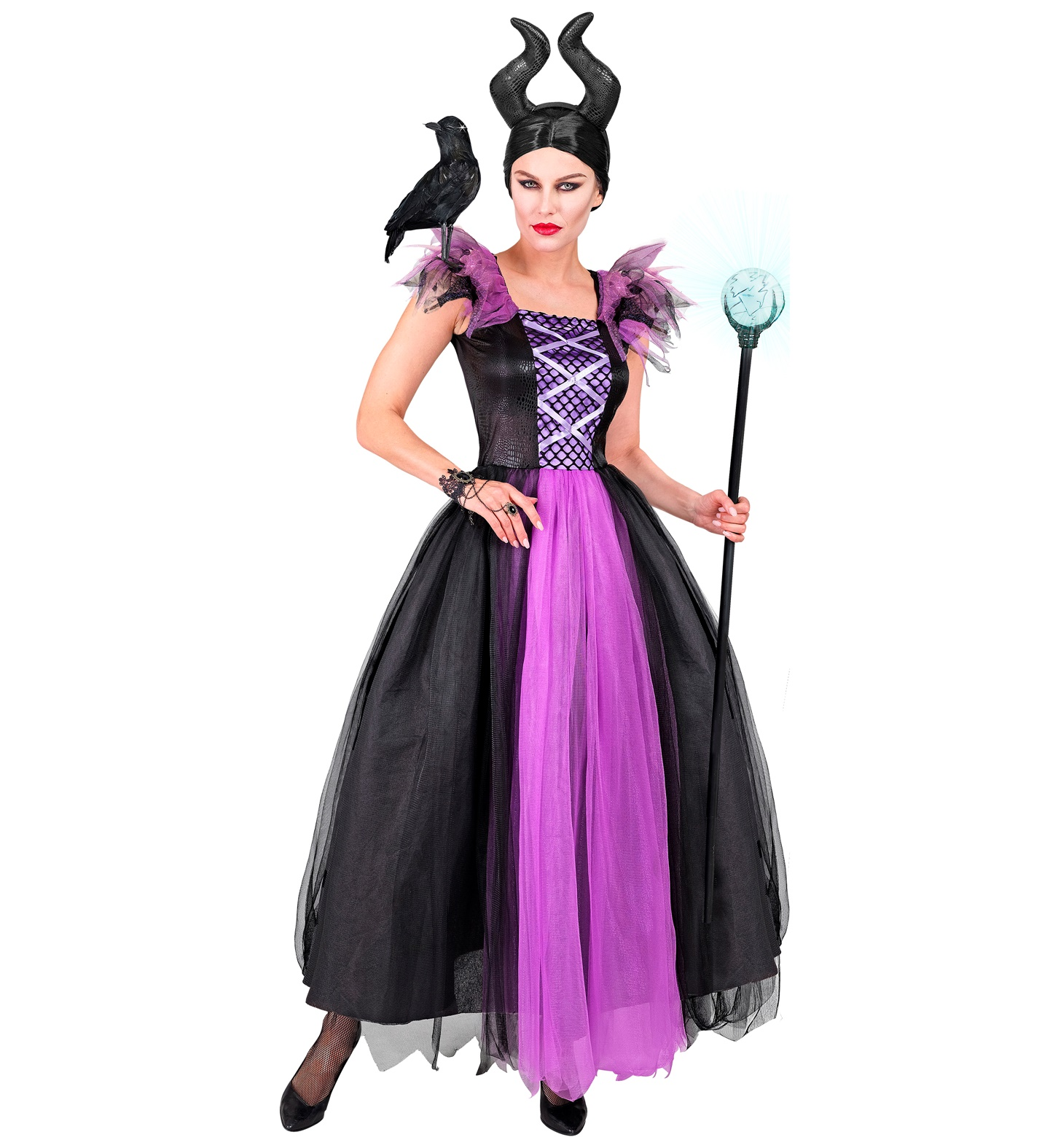 Vestito Carnevale Malefica Travestimento Costume Halloween Adulto - 7024