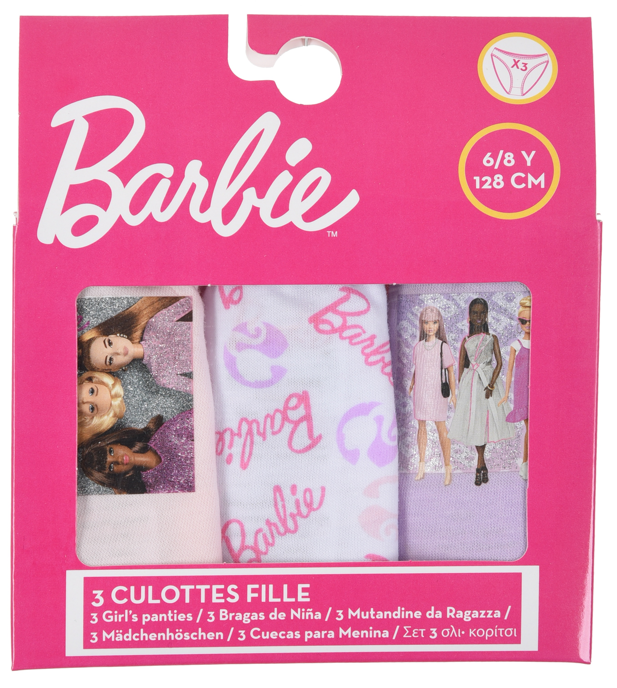 Mutandine Set 3 Pezzi Barbie Slip in Cotone in Scatola 4/10 Anni - Xh30026