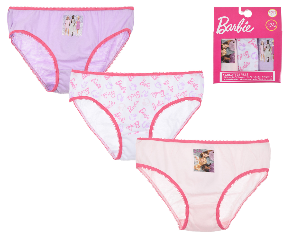 Mutandine Set 3 Pezzi Barbie Slip in Cotone in Scatola 4/10 Anni - Xh30026