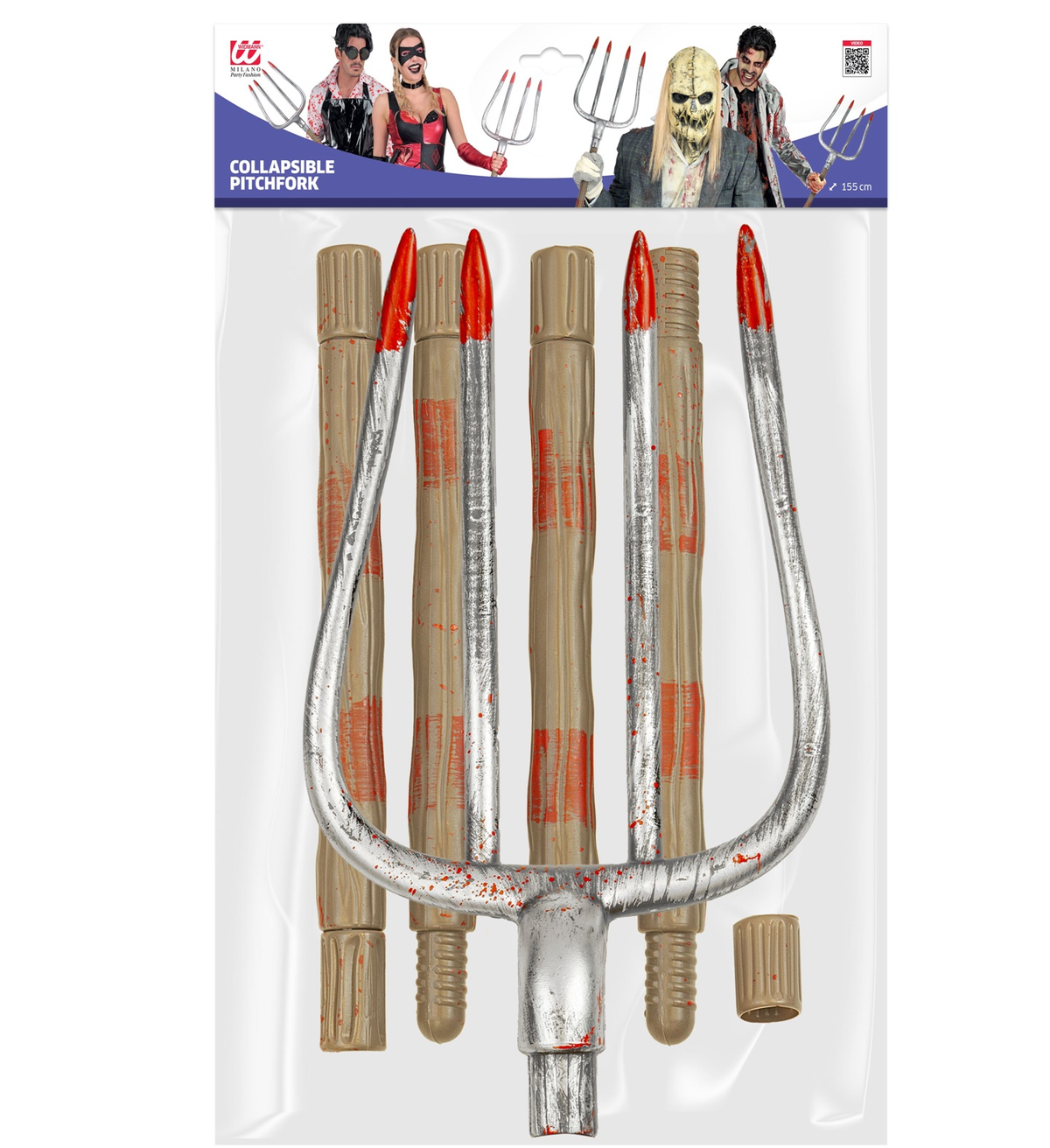 Forcone Insanguinato Abbattibile 155 CM Accessori Diavolo per Abito Vestito Travestimento Carnevale Halloween