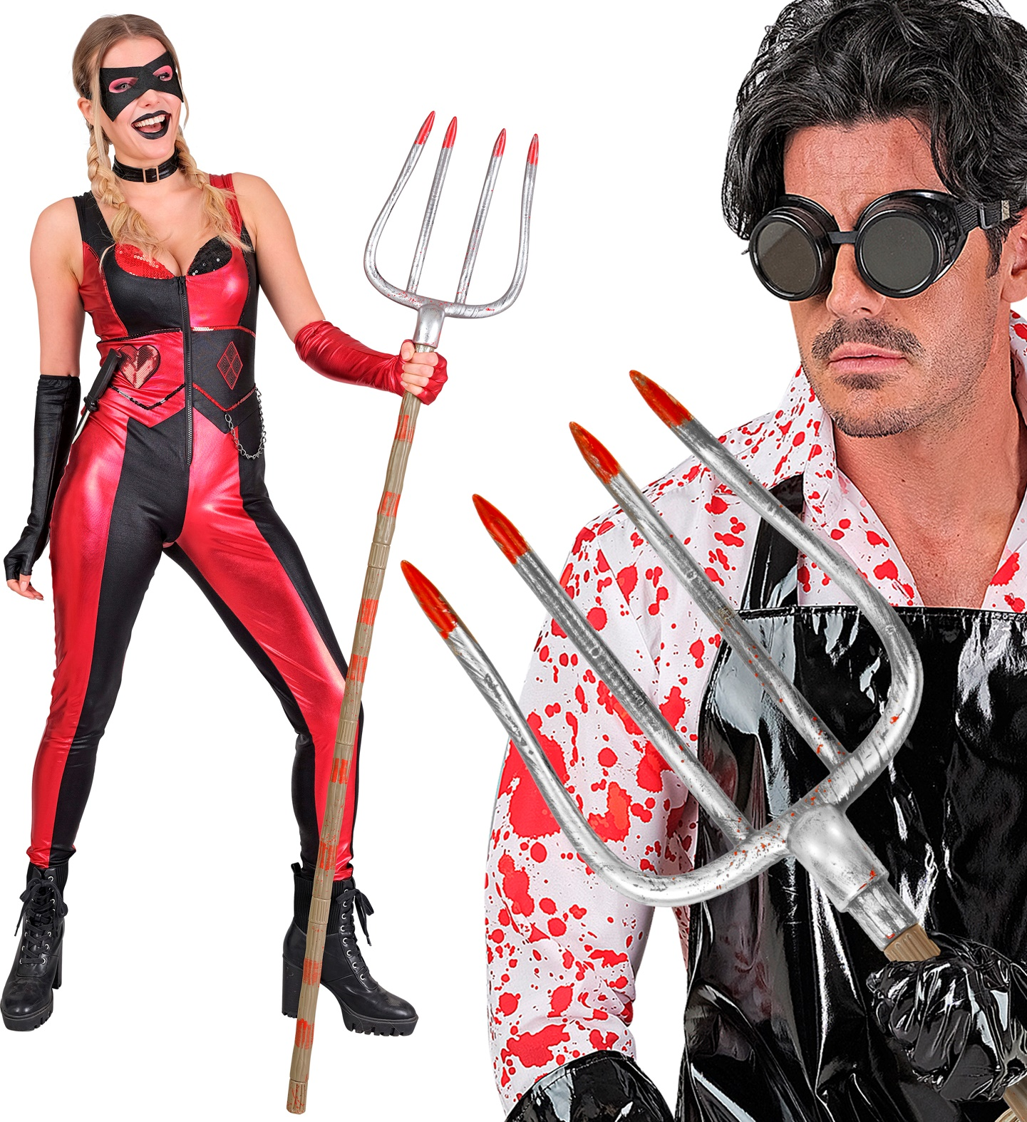 Forcone Insanguinato Abbattibile 155 CM Accessori Diavolo per Abito Vestito Travestimento Carnevale Halloween