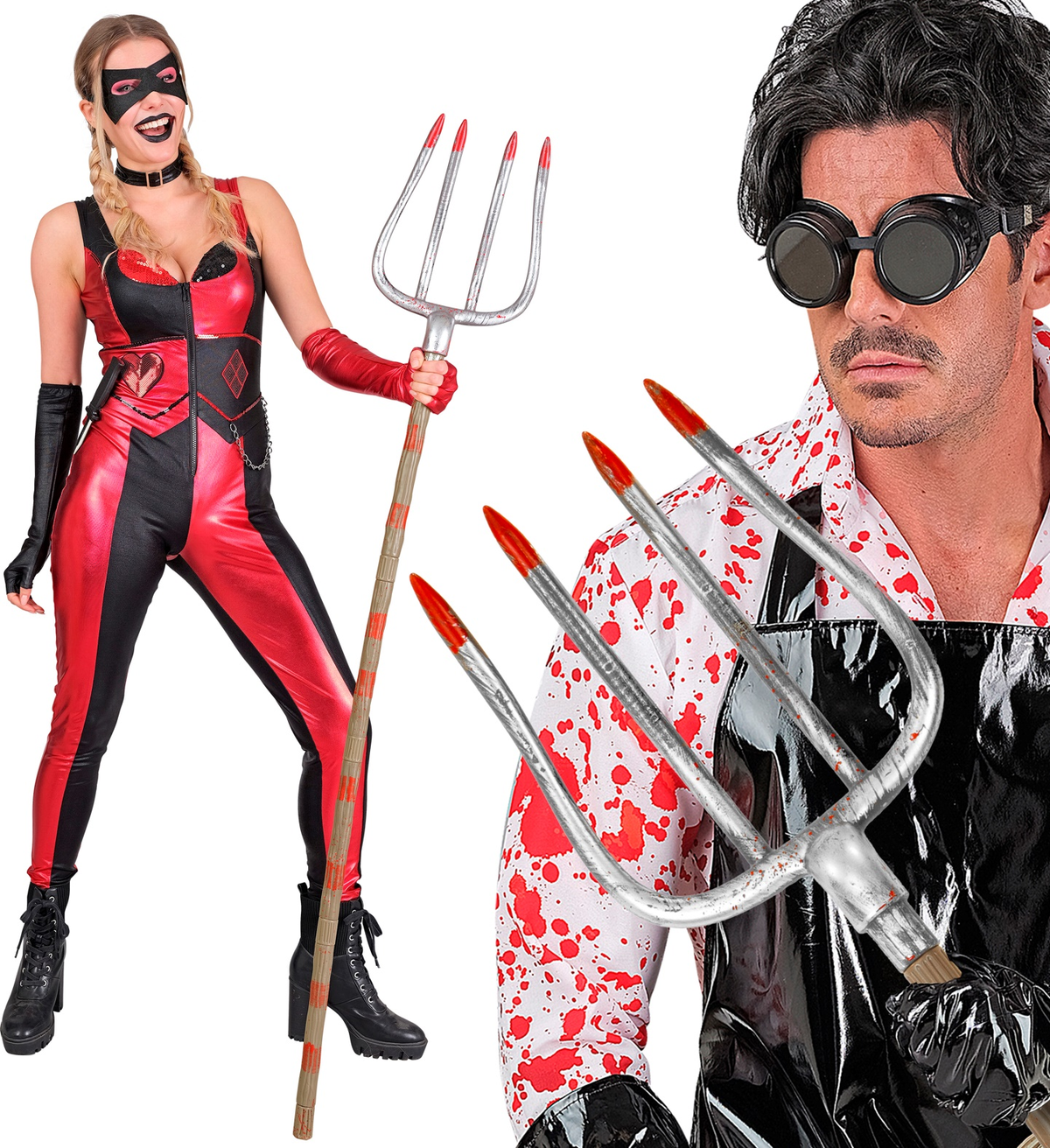 Forcone Insanguinato Abbattibile 155 CM Accessori Diavolo per Abito Vestito Travestimento Carnevale Halloween
