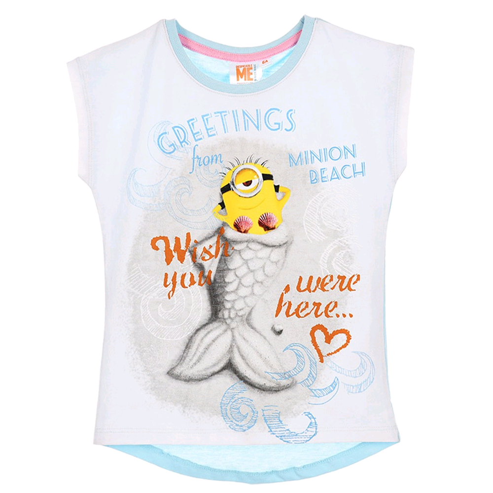 T-Shirt Maglietta Cattivissimo Me Minions Manica Corta Estiva Bambina 3/8 Anni - Ep1603turchese