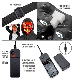 Maschera Spaventosa Purge LED Rossa Accessorio Travestimenti Halloween - 30330