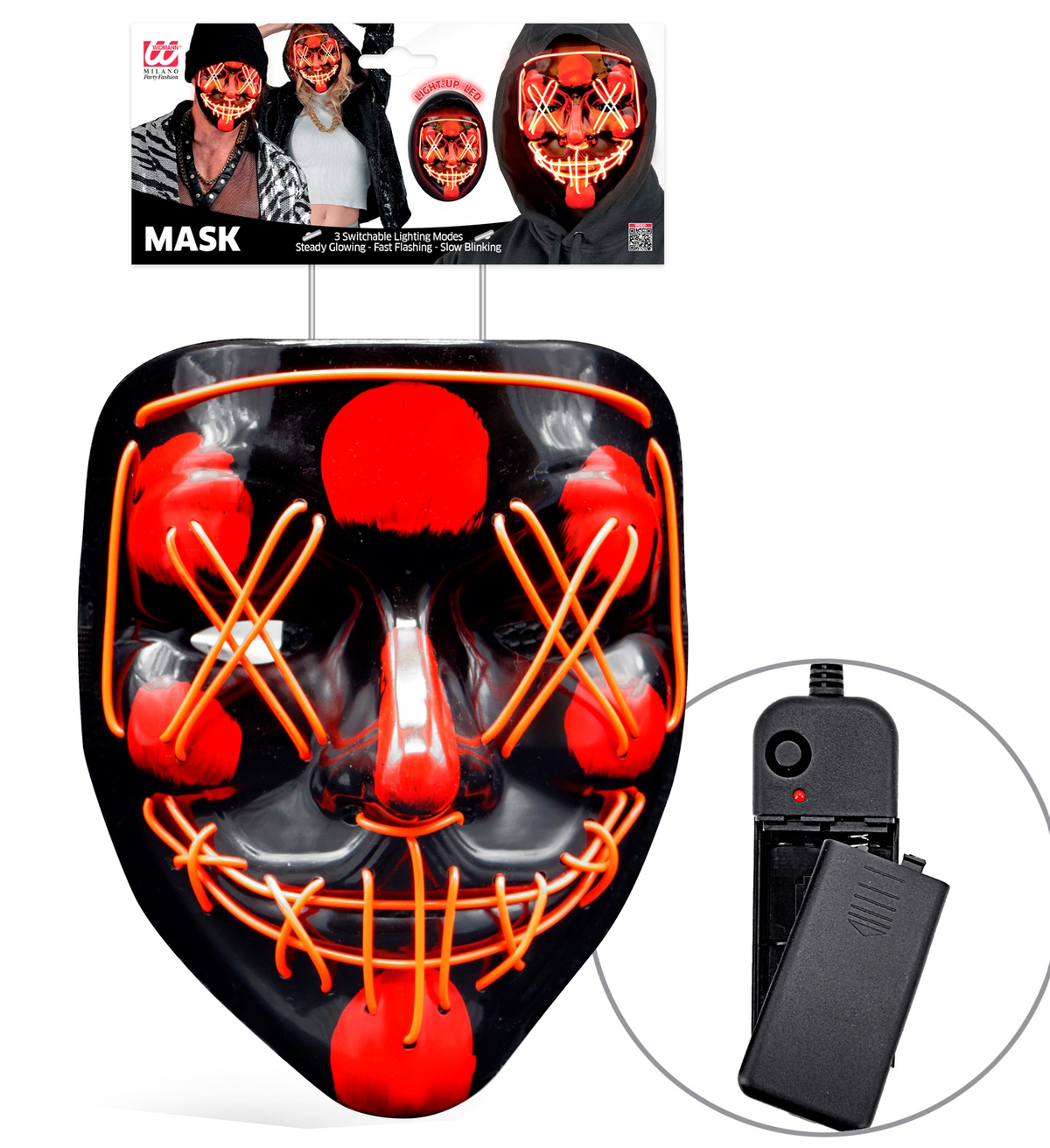 Maschera Spaventosa Purge LED Rossa Accessorio Travestimenti Halloween - 30330