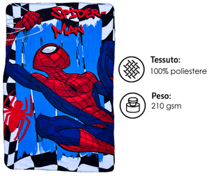 Plaid in Pile Spiderman MARVEL Coperta in Morbido Poliestere 100 X 150 CM 210 Gsm - Spm-1431