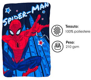 Plaid in Pile Spiderman MARVEL Coperta in Morbido Poliestere 100 X 150 CM 210 Gsm - Spm-1420