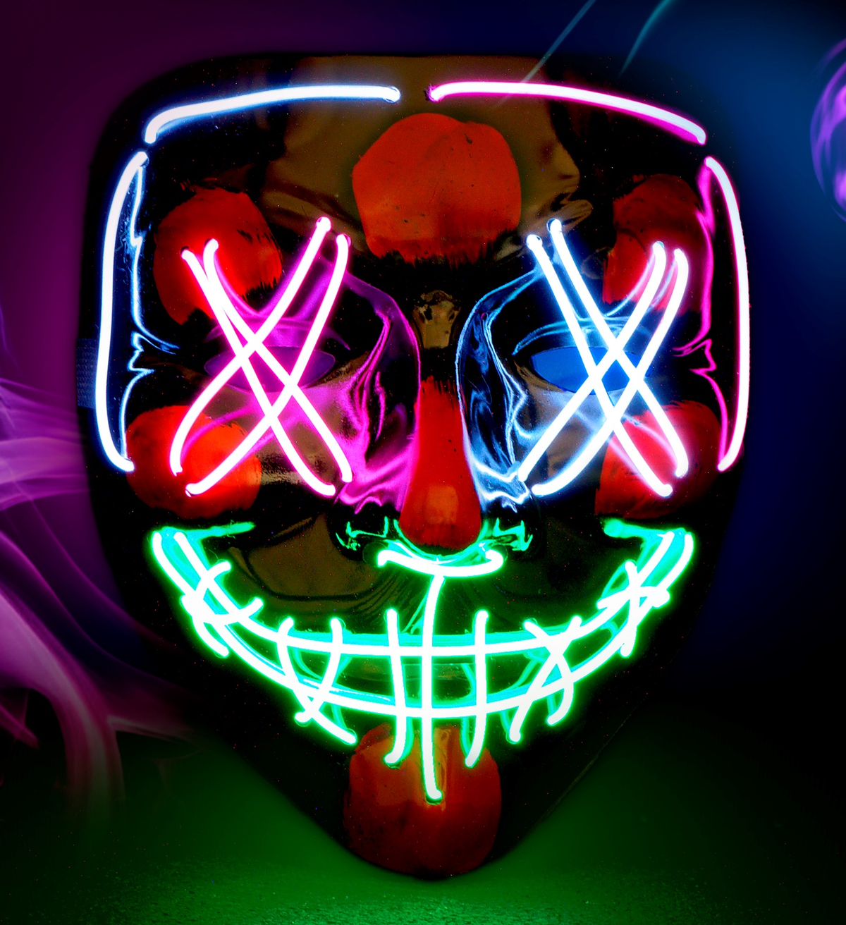 Maschera Spaventosa Purge LED Colorati Accessorio Travestimenti Halloween - 30333