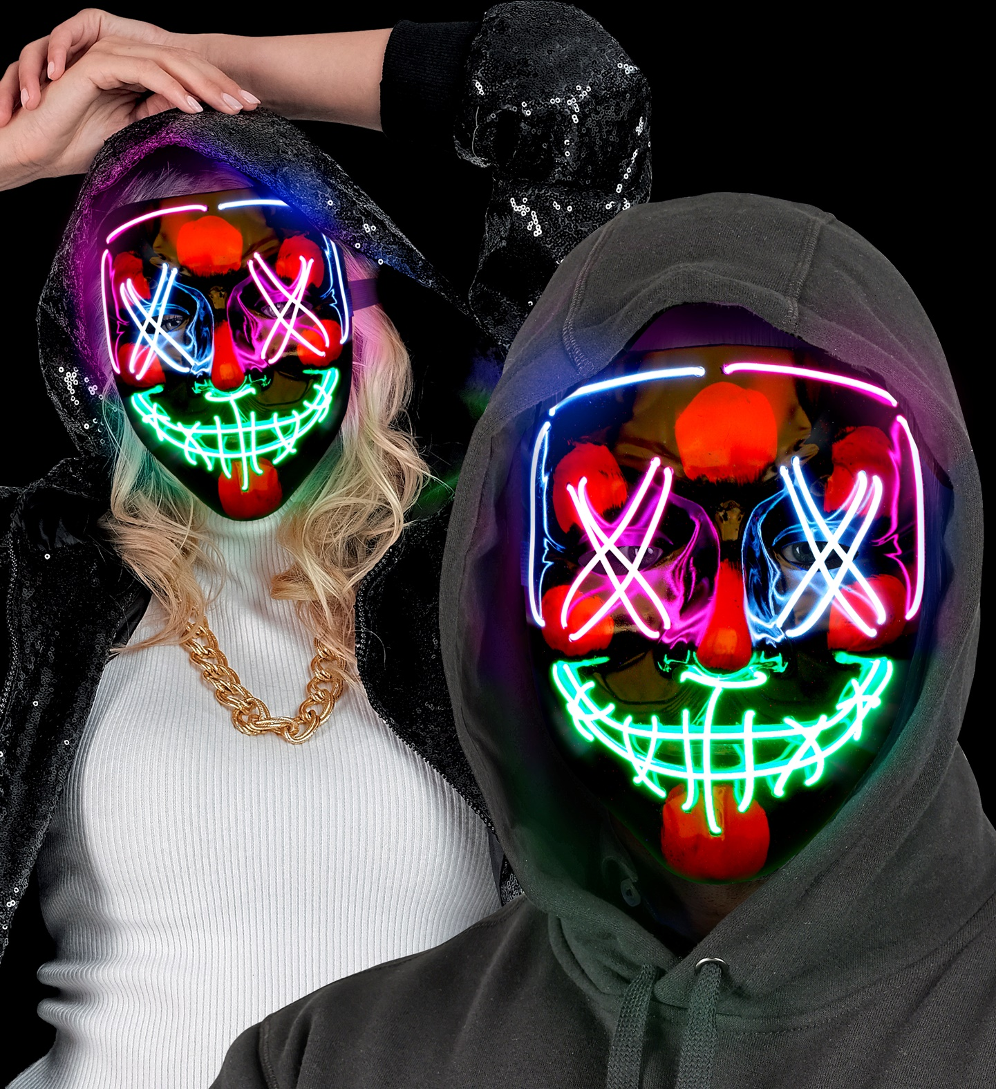 Maschera Spaventosa Purge LED Colorati Accessorio Travestimenti Halloween - 30333