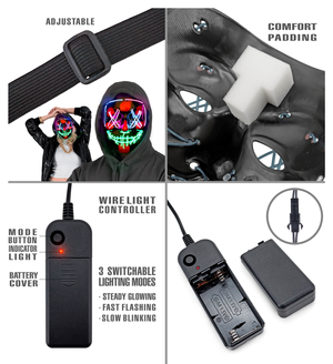 Maschera Spaventosa Purge LED Colorati Accessorio Travestimenti Halloween - 30333