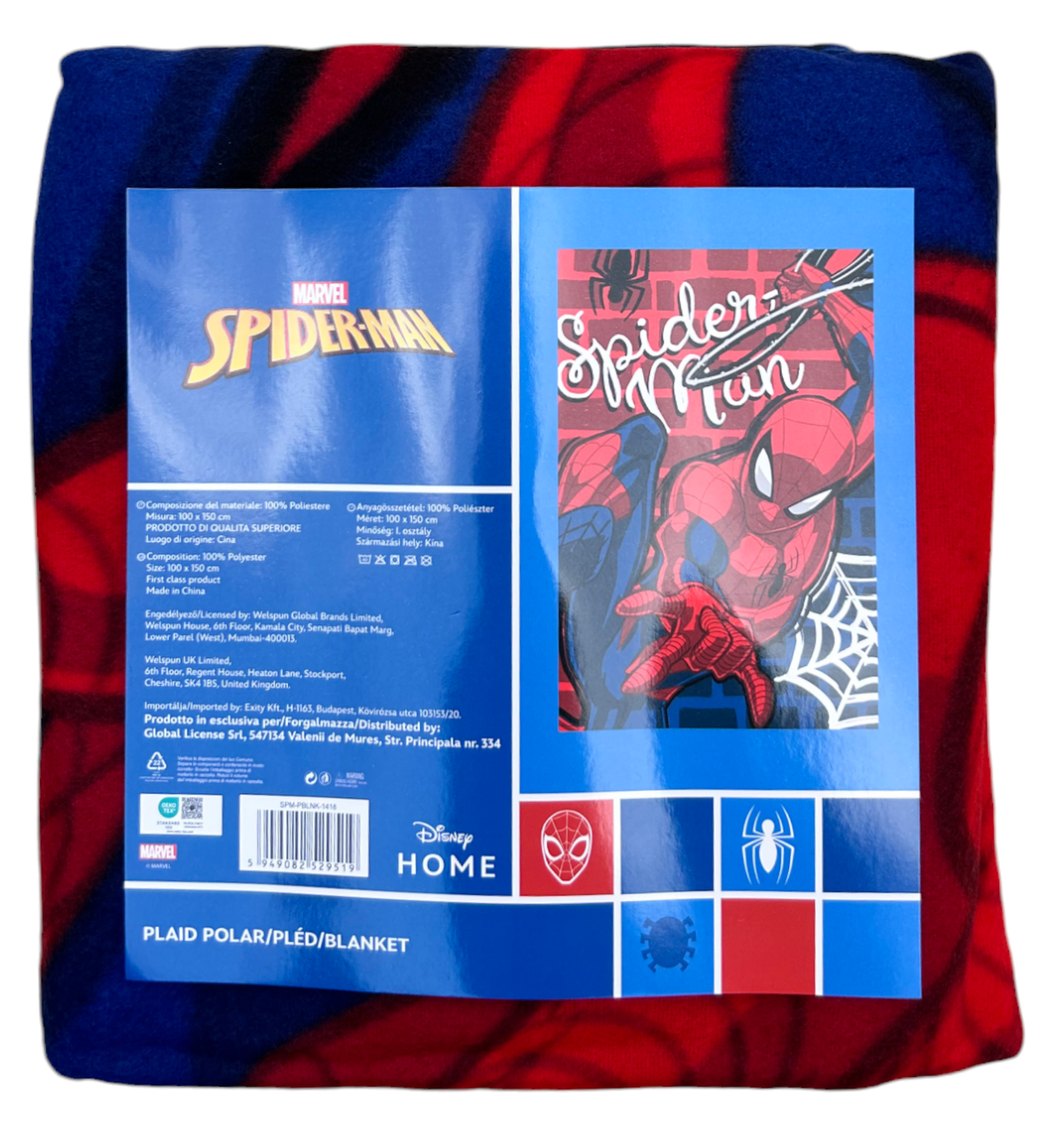 Plaid in Pile Spiderman MARVEL Coperta in Morbido Poliestere 100 X 150 CM 210 Gsm - Spm-1418