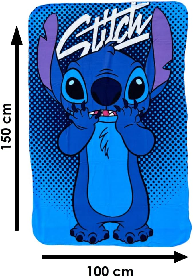 Plaid in Pile Stitch DISNEY Coperta in Morbido Poliestere 100 X 150 CM 210 Gsm - Sti-1030