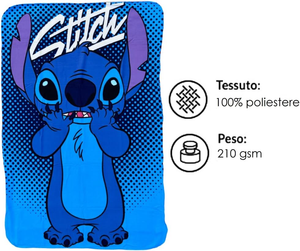 Plaid in Pile Stitch DISNEY Coperta in Morbido Poliestere 100 X 150 CM 210 Gsm - Sti-1030