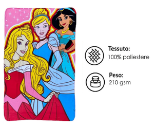 Plaid in Pile Principesse DISNEY Coperta in Morbido Poliestere 100 X 150 CM 210 Gsm - Pri-1419