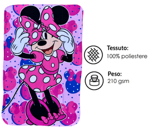 Plaid in Pile Minnie DISNEY Coperta in Morbido Poliestere 100 X 150 CM 210 Gsm - Min-1427