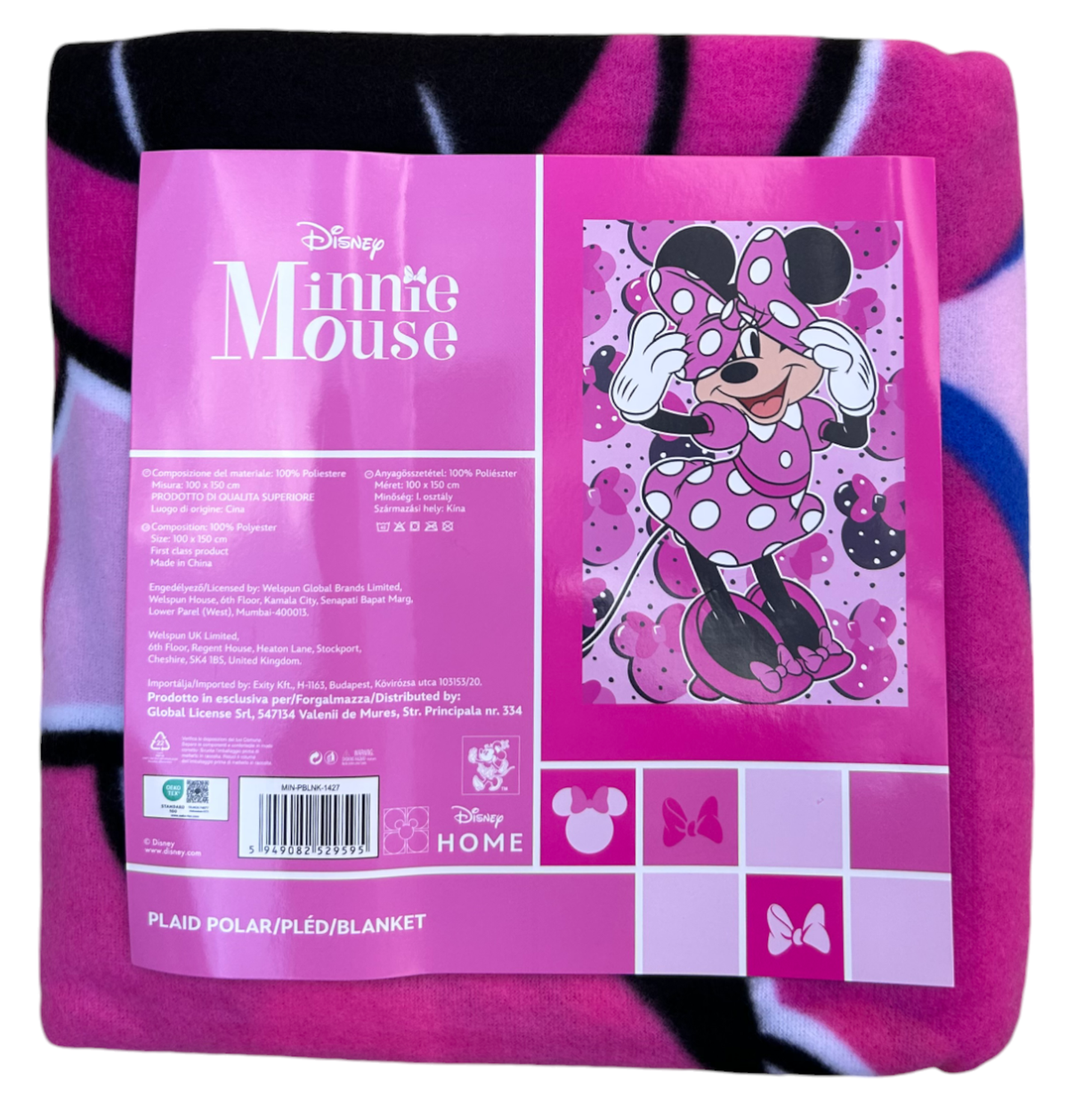 Plaid in Pile Minnie DISNEY Coperta in Morbido Poliestere 100 X 150 CM 210 Gsm - Min-1427