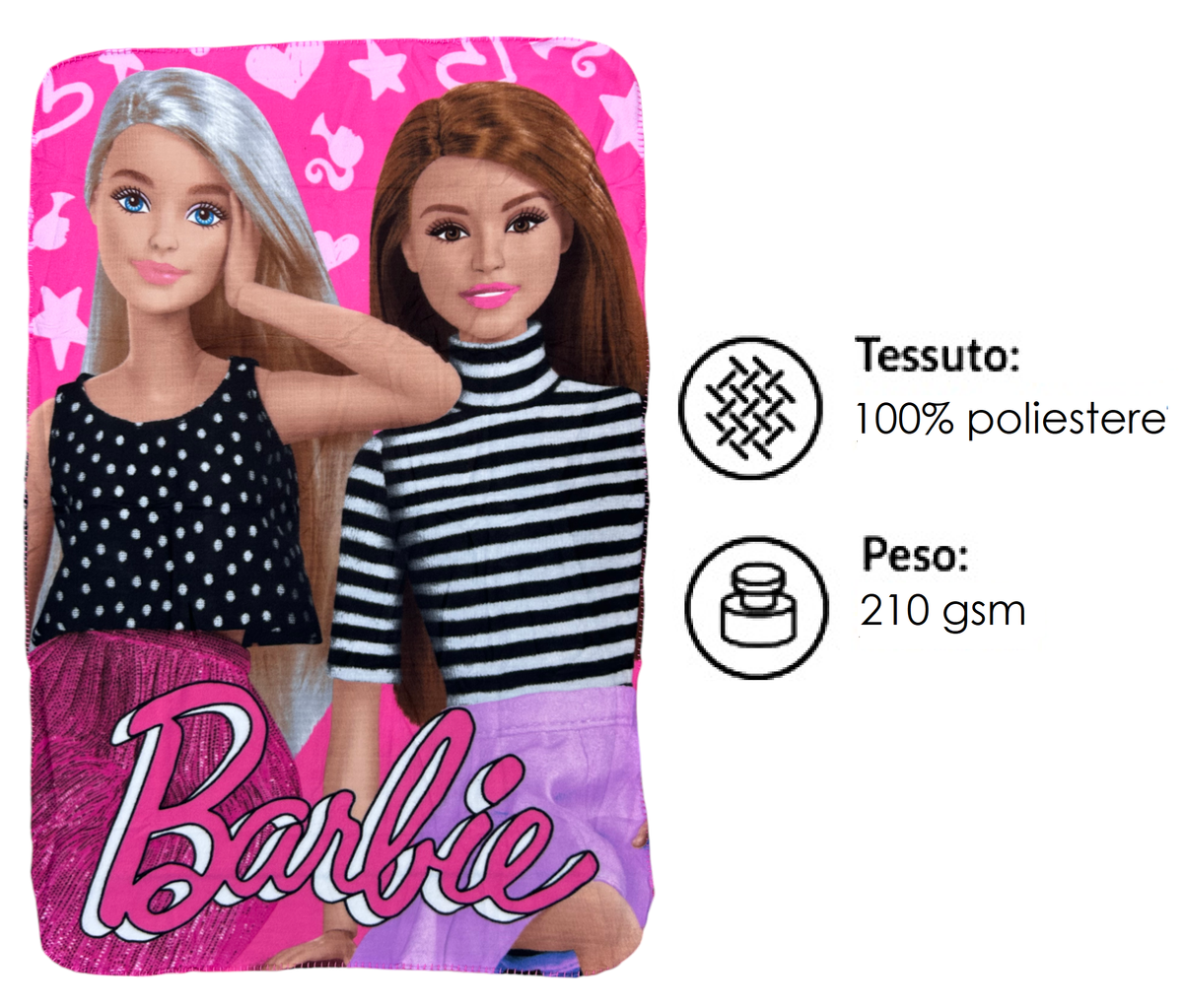 Plaid in Pile Barbie Coperta in Morbido Poliestere 100 X 150 CM 210 Gsm - Bar-1435
