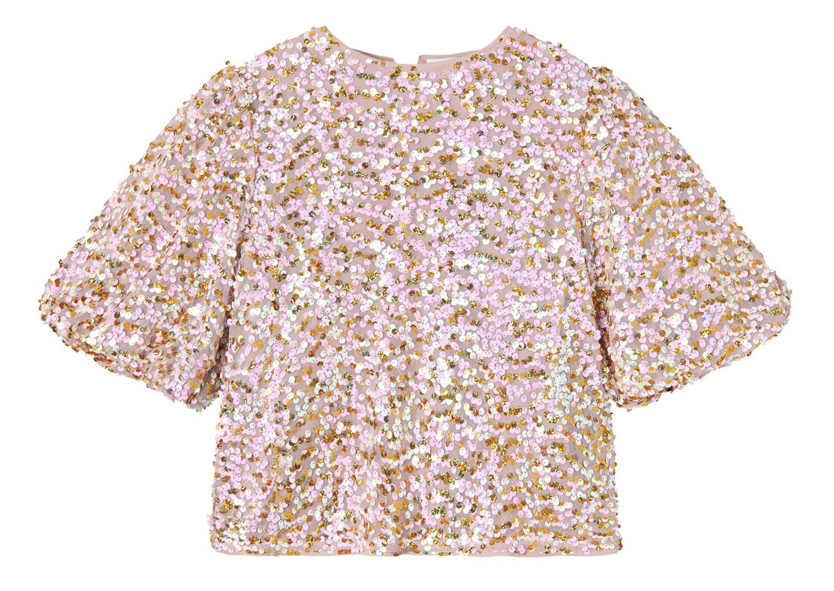 T-Shirt Manica a Palloncino Maglia Paillettata Bambina - 13235305
