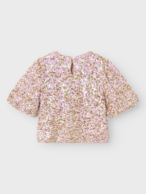 T-Shirt Manica a Palloncino Maglia Paillettata Bambina - 13235305