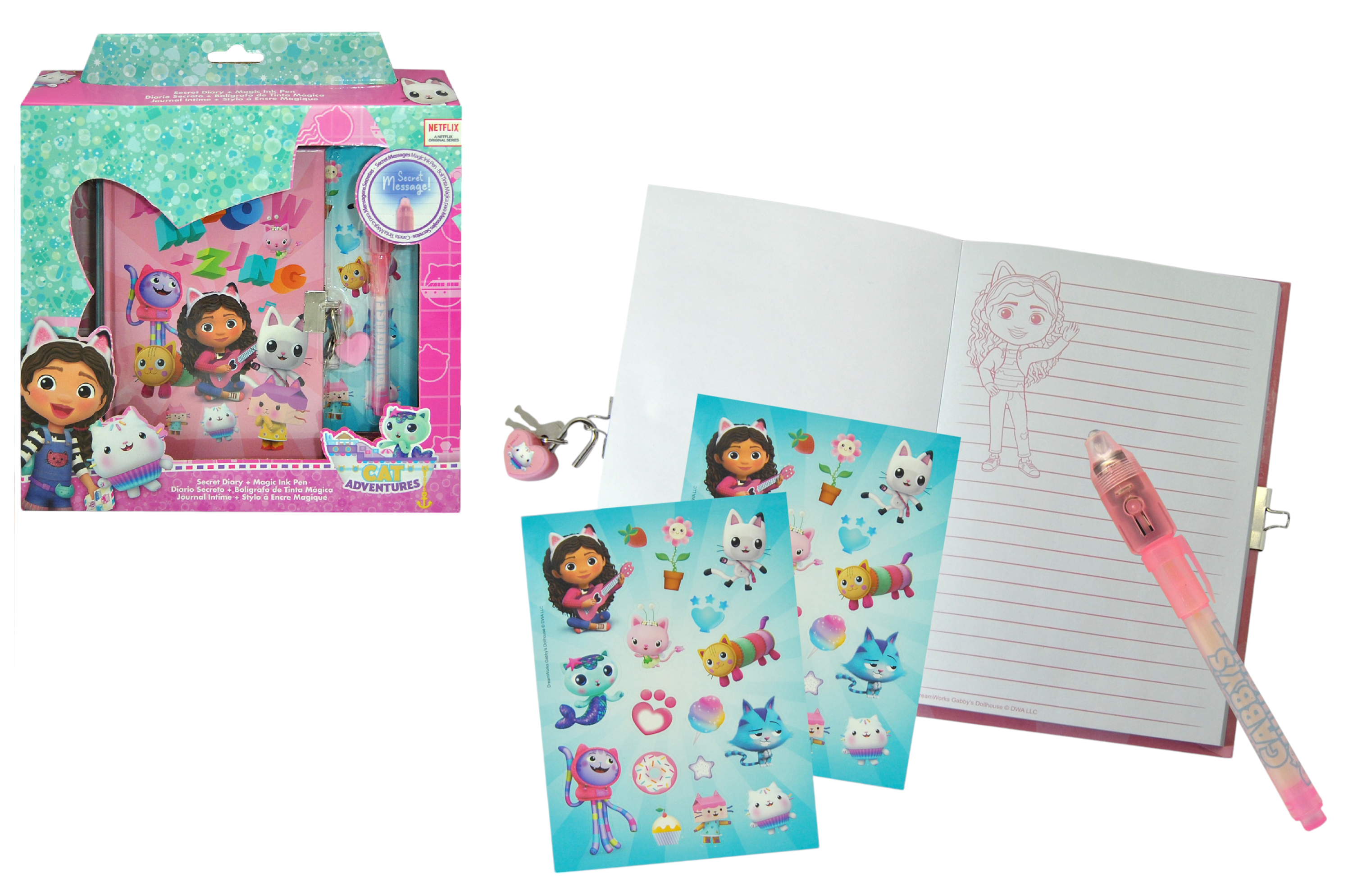 Diario Segreto con Lucchetto Gabby's Dollhouse + Accessori in Confezione Regalo - Gd00038