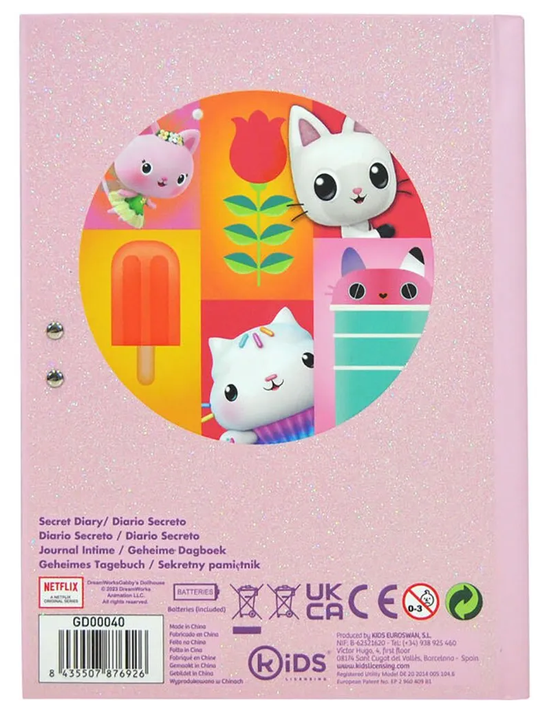 Diario Segreto Glitterato Gabby's Dollhouse con Combinazione Elettronica  - Gd00040