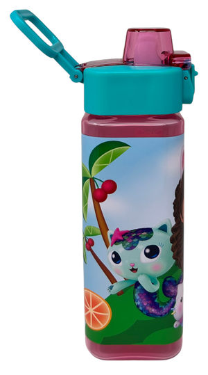 Borraccia Quadrata Gabby's Dollhouse 500 Ml in Plastica Riutilizzabile con Apertura a Scatto - Gd00073